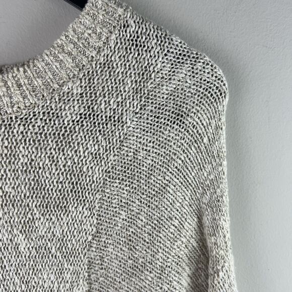 Vince Knit Sweater XS Beige Crew Neck Linen Blend Oatmeal Minimalist - Picture 3 of 7